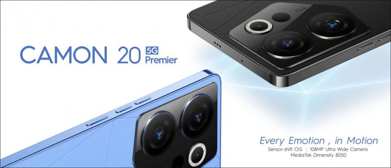 Tecno Camon 20 Premier 5G là Smartphone đầu tiên trang bị MediaTek Dimensity 8050