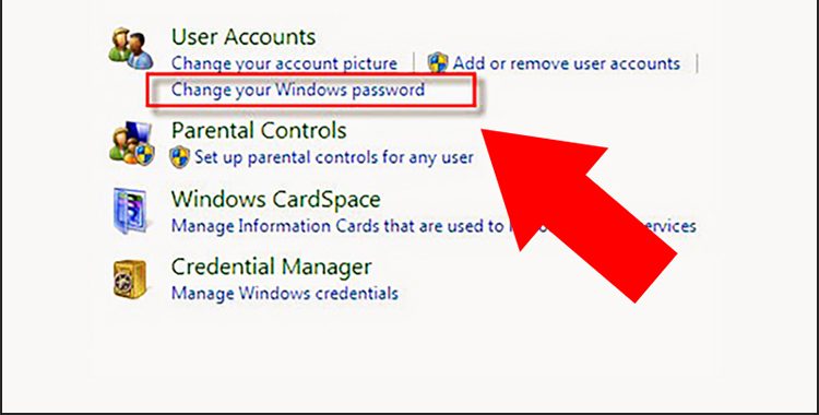 Chọn Change your Windows password