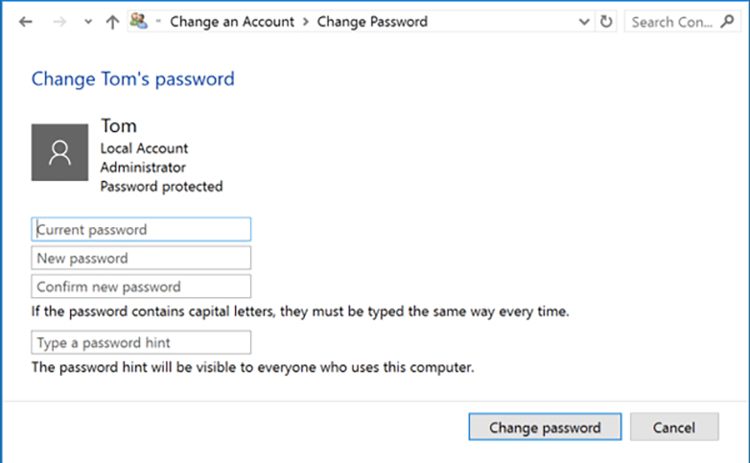 Chọn Thay đổi mật khẩu