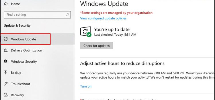 Click chọn Windows Update
