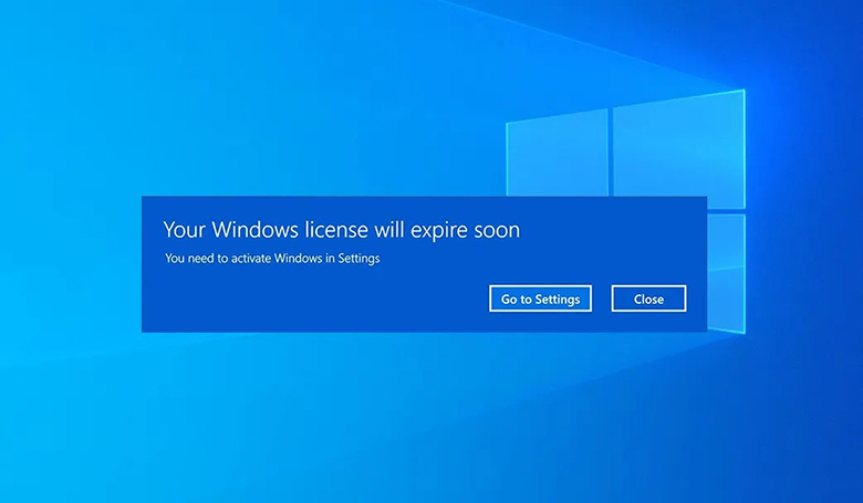 Màn hình thông báo lỗi Your Windows license will expire soon