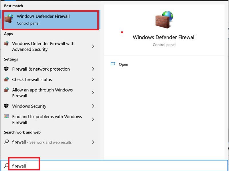 Mở Windows Defender Firewall trên máy tính