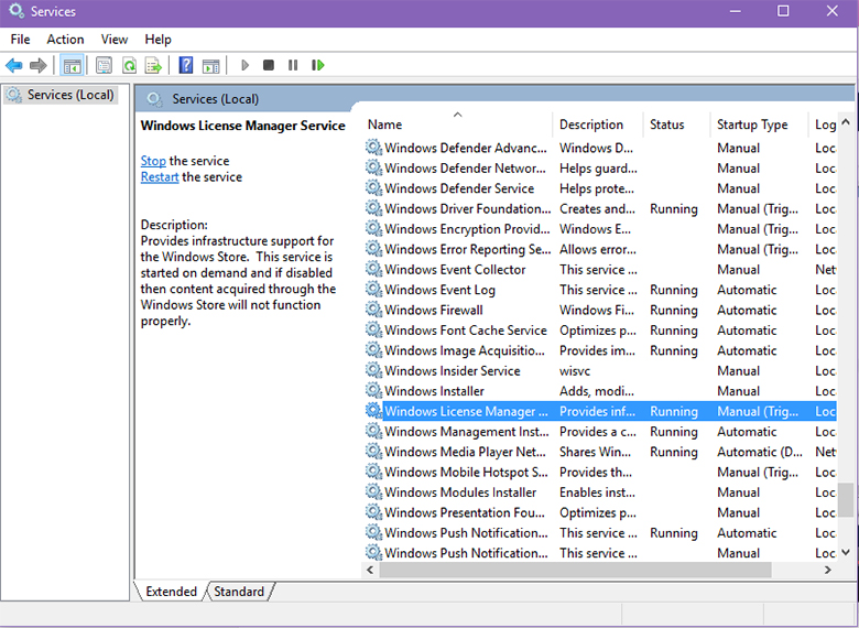 Tắt Windows License Manager Services