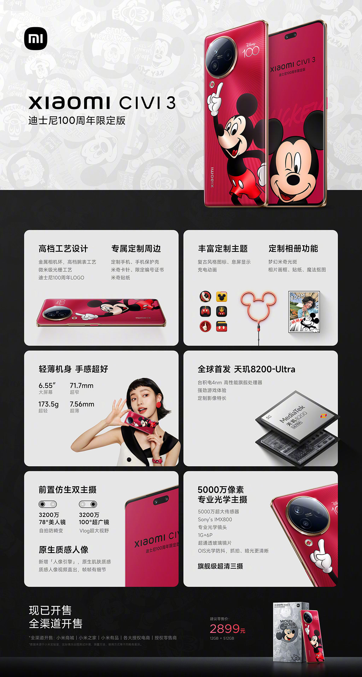 Thông số kỹ thuật trên Xiaomi Civi 3 Disney 100th Anniversary Limited Edition