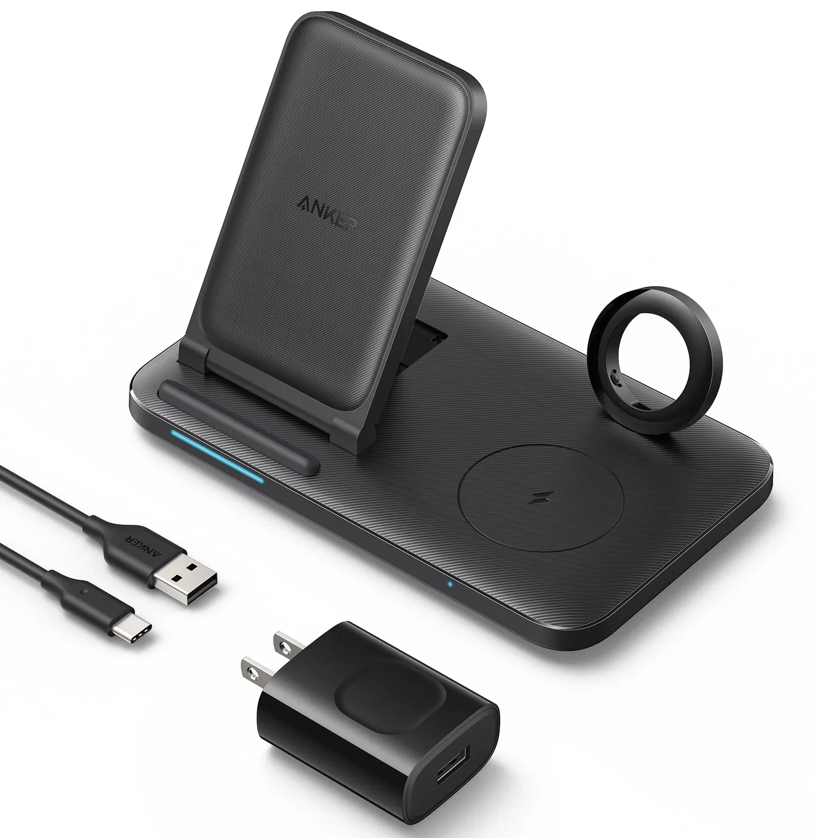 Anker Foldable 3-in-1 Wireless Charging Station with Adapter - Anker 335 Wireless Charger