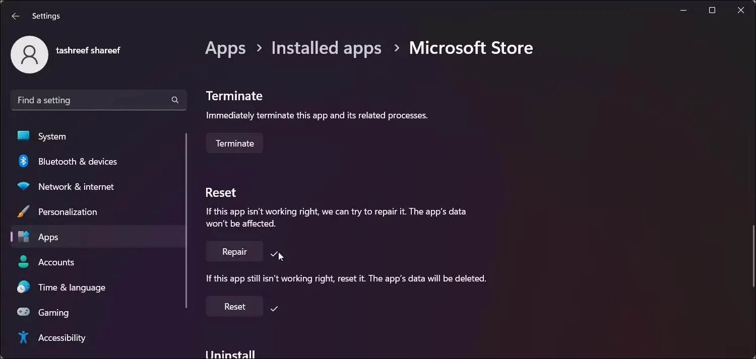 Sửa Microsoft Store Windows 11