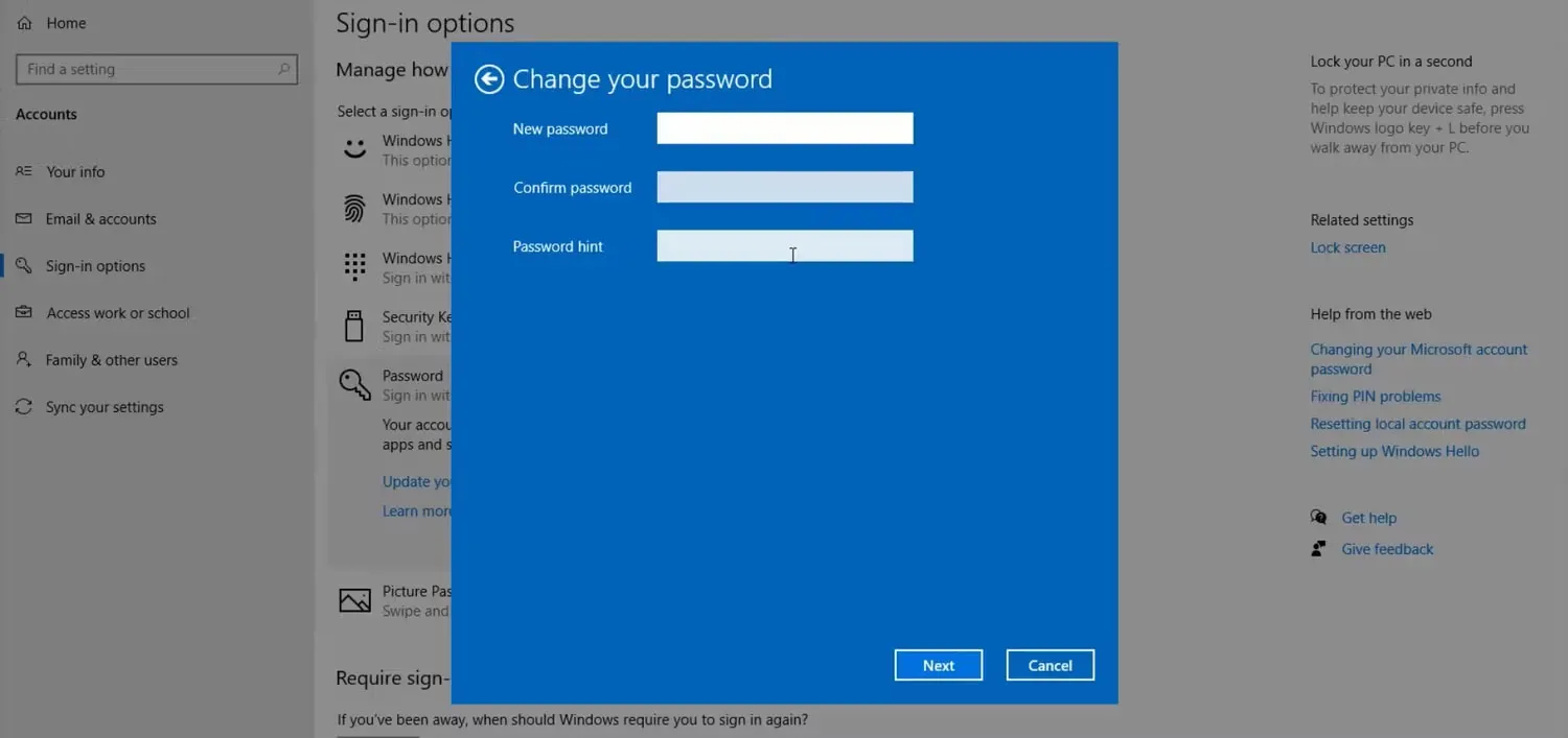 Tạo mật khẩu mới cho tài khoản admin cục bộ